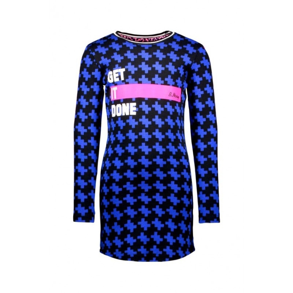 Vibrant Blue and Pink Kids Casual Dress